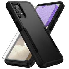 Asuwish Capa de telefone para Samsung Galaxy A32 4G 6,4 polegadas com película protetora de tela de vidro temperado e acessórios de proteção de corpo inteiro híbrido fino A 32 32A S32 G4 SM-A325M/DS