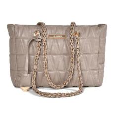 Bolsa Shopper Bag Matelassê Média Via Marte Alça de Ombro Fixa Corrente e Zíper B1-129-Feminino