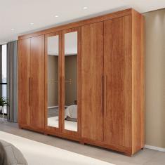 Guarda-Roupa Casal Eldorado Premium 6 Portas 6 Gavetas com Espelho com Pés 100% Mdf Cinamomo - Pnr Móveis