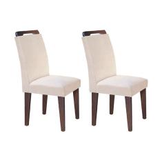 Cadeira Sala De Jantar Athenas Kit 2 Un Capuccino/linho Bege - Rufato