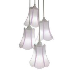 Lustre Pendente Luminária Cacho 4 Cúpulas Paris Linho com Detalhes em 