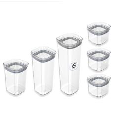 Conjunto Potes Herméticos Para Alimentos 450ml (3),1000ml, 1500ml e 2000ml