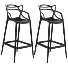 Kit c/ 2 Banquetas Allegra Masters 100% Polipropileno Preta