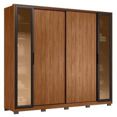 Guarda Roupa Casal Laredo Ambiente Nogueira Touch Flex com Vidro Reflecta e Pés Demóbile - Demartêz