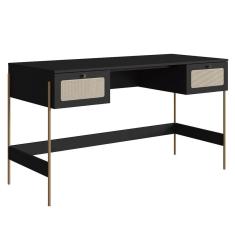 Mesa Escrivaninha Home Office Pé Metal Arlo A10 Nero-dourado - Mpozenato