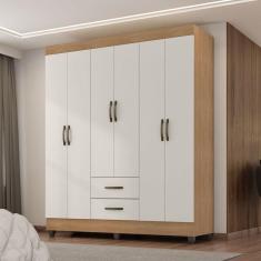 Guarda Roupa Casal Com 6 Portas Guararapes Nature Off White