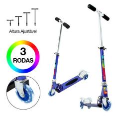 Patinete Infantil Trolls de Três Rodas Ajuste de Altura Azul - DM Radi