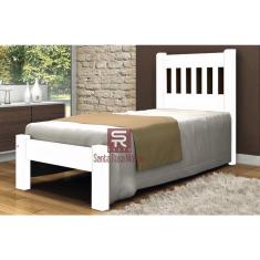 Cama de Solteiro Pérola de Madeira Maciça Angelim Pedra/Tauari