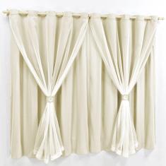 Cortina 4 Mts Sala Quarto Malha Com Voal Trilho Suisso Baratissima Palha