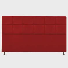 Cabeceira Estofada Damares 195 cm King Size Com Botonê Suede Vermelho -