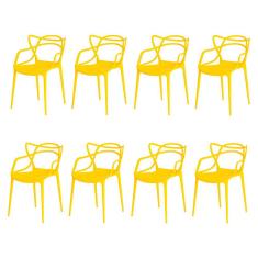 Kit 8 Cadeiras Allegra Amarela Sala Cozinha Janta