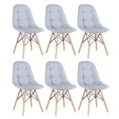 KIT - 6 x cadeiras estofadas Eames Eiffel Botonê - Madeira clara
