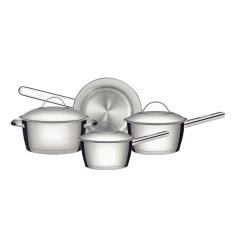 Jogo De Panelas Allegra Em Aço Inox Com Fundo Triplo E Tampas De Inox 4 Peças - Tramontina