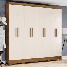 Guarda-Roupa Casal 8 Portas 4 Gavetas Nature/Off White - Briz