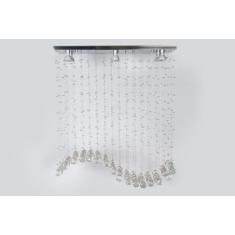 lustre para mesa de jantar de cristal tipo onda base de inox 70x20cm com 70cm de altura