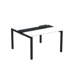 Mesa Plataforma Dupla com Pé de Aço para Coworking 120x120 Pdc12/12/2p Branco/Preto