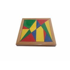 Quebra-cabeça Archimedes Square Stomachion com bandeja de armazenamento de madeira