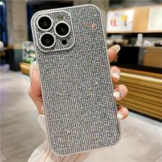 Capa de proteção de vidro para lente de câmera, capa com glitter para iphone 15 14 13 12 11 pro max, capa de couro à prova de choque, cinza, para 14promax
