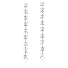 Brinco Vivid Pendente Estrelas Zirconia Branca Folheado Rodio