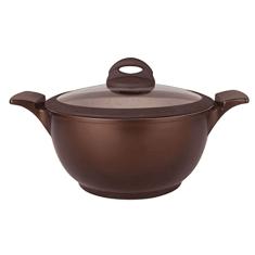 MTA CACAROLA COM TAMPA DE VIDRO INDUCAO BELGA N°20/2,4L - DE ALUMINIO INJETADO COM CERAMICO COR MARRON