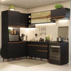 Armário De Cozinha Completa De Canto 392cm Preto 03 Preto
