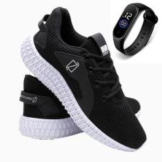 Tênis Masculino Academia Caminhada Leve Macio Dia a Dia Com Relógio Esporte-Masculino