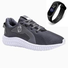 Tênis Masculino Academia Caminha Leve Conforto Com Relógio Dia a Dia-Masculino