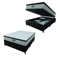 Cama Box Baú Casal Colchão Molas Pocket Ensacadas Tower 138x188x75cm B