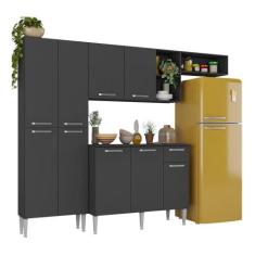 Armário de Cozinha Compacta Pequim 9 Portas MP2933 Multimóveis Preto, 