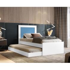 Cama Solteiro Bicama Laura - Sonho da Mamãe, Branco / Azul