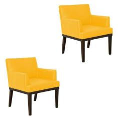 Kit 02 Poltronas Vitória Sala e Recepção Napa Amarelo - DS Estofados -