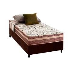 Cama Box Solteiro: Colchão Molas Bonnel Herval Assis + Base Crc Suede Brown(88X188)