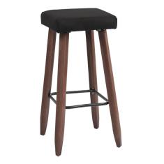 Banqueta Decorativa Alta Kiara Estofada Com Pés Em Madeira