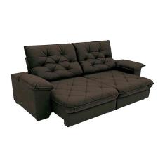 Sofá 4 Lugares Linoforte Luggero Retrátil E Reclinável Revestido Em Tecido Suede Com 230cm De Largura Marrom