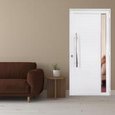 Porta Lambril De Alumínio 210 X 90cm Com Puxador E Visor Linha 30 Lado Esquerdo Branco