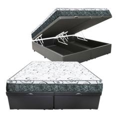 Cama Box Baú Casal Bipartido Colchão Mola Bonnel Prime Coil Detroit + 