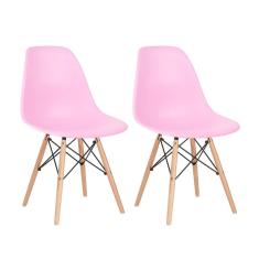Kit - 2 x cadeiras Charles Eames Eiffel DSW - Base de madeira clara
