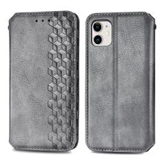 GSYH Capa carteira para iPhone 13 Mini/13/13 Pro/13 Pro Max, Capa flip protetora magnética de couro PU com slot para cartão de crédito Suporte de visualização à prova de choque, TPU, cinza, 13 Mini 5,4 polegadas