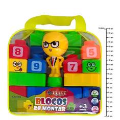 Blocos de Montar Kit 23 pç Com Bolsa Pedagógico Educativo