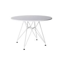 Mesa Ferro Branco Tampo Redondo Madeira Branco 90Cm