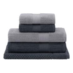 Jogo Toalha De Banho 5 Peças Buddemeyer Fio Penteado Cinza