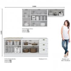 Cozinha Compacta 4 Peças com Aéreo para Geladeira Branco