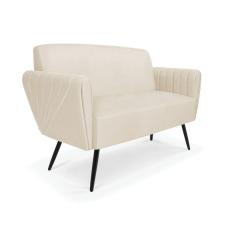 Sofá Namoradeira Pés Palito de Ferro Bruna Corino Bege - D`Rossi