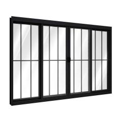Janela de Alumínio de Correr Central 4 Folhas Com Grade 100x120cm Riobras Preto