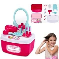Brinquedo Maleta De BELEZA KIT MAQUIAGEM FAZ DE CONTA Infantil Educativo BEAUTY PARA MENINAS SALÃO DE BELEZA CRIATIVIDADE CRIANÇA 12 PÇS 23/17CM