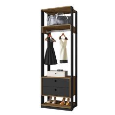 Guarda Roupa Modulado Titan Com Gavetas Preto Freijó - Móveis Leão