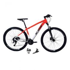 Bicicleta Aro 29 Ksw Xlt 24v Câmbio Shimano Acera K7 Garfo Trava Freio A Disco - Laranja/branco Tam.15