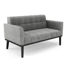 Sofá Namoradeira 2 Lugares Base De Madeira Preto Elisa Linho D03 - D`rossi Cor A26 Grafite