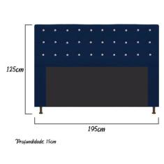 Cabeceira Estofada Dama 195 cm King Size Com Strass Suede Azul Marinho