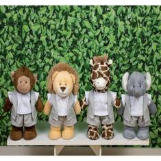 KIT DE SAFARI PELUCIAS EM PÉ 30cm - LEÃO, ELEFANTE, MACACO, GIRAFA PAR